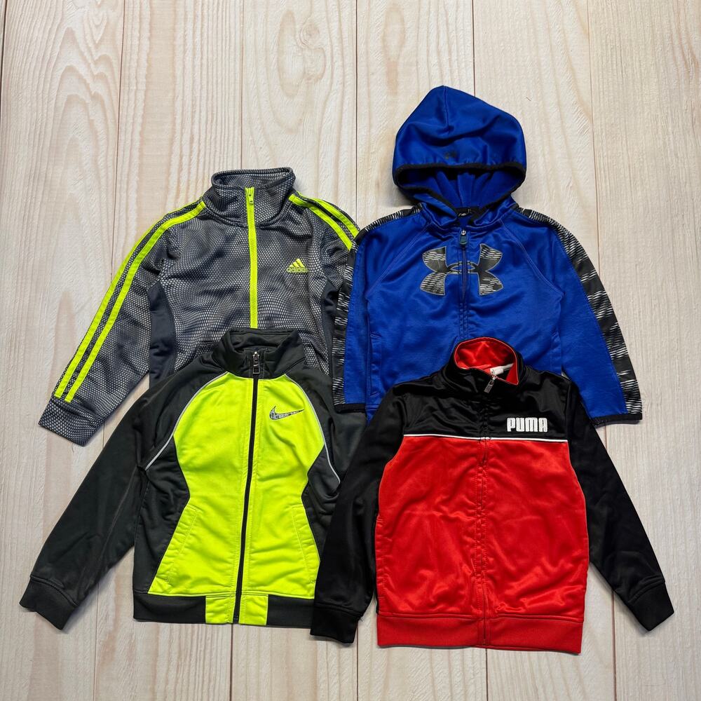 Lot Of 4 Boys Toddler 4T Sweatshirt Hoodie Full Zip Fleece Lined Nike Adidas etc